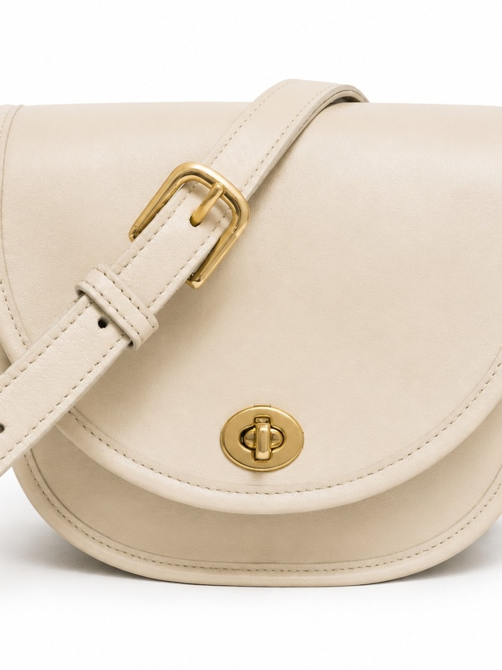 Vintage Coach Watson 9981 Bone Leather Turnlock Saddle Bag VERY NICE! - Picture 6 of 15